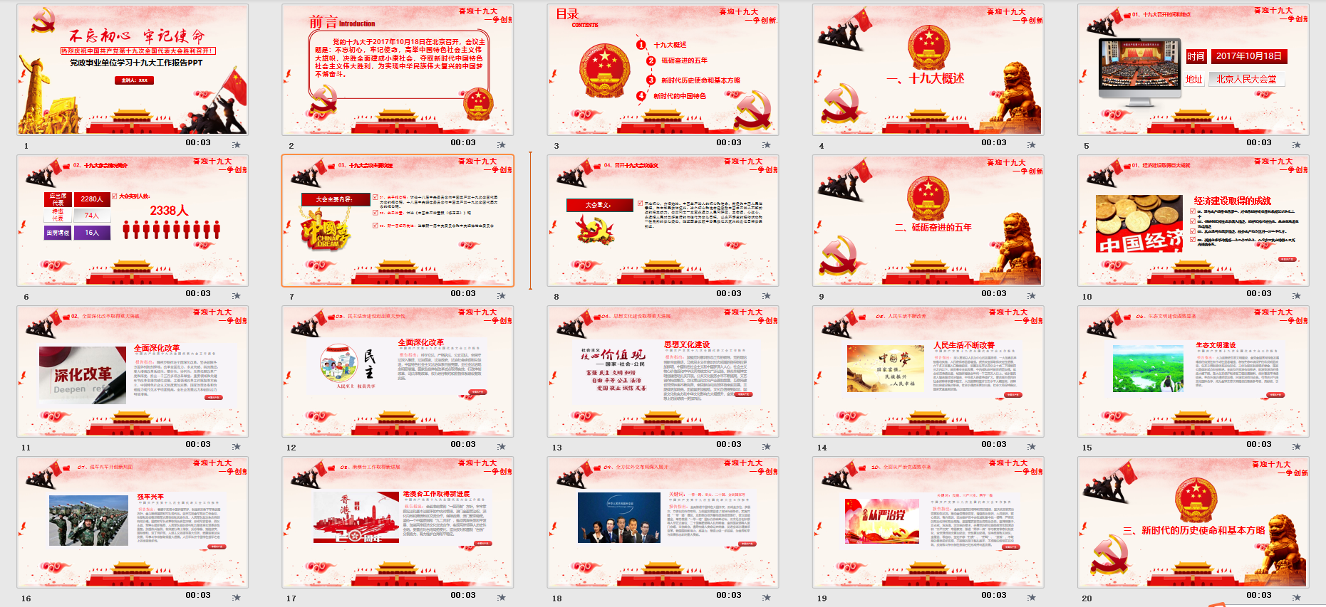 党政事业单位学习十九大工作报告PPT模板插图1